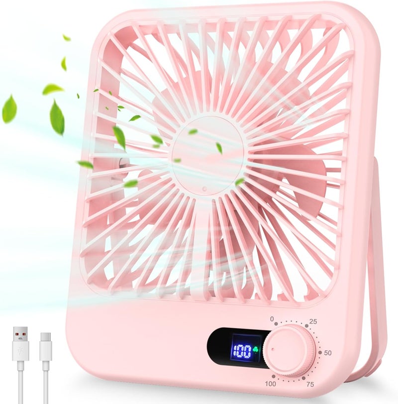 COOPERWIN Portable Fan Rechargeable, Small Desk Fan Quiet, 180°Tilt Adjustable Personal Fan for Sleeping, Battery Operated, 100 Speeds, Table Fan for Bedroom Office Home Outdoor, Pink - Image 1